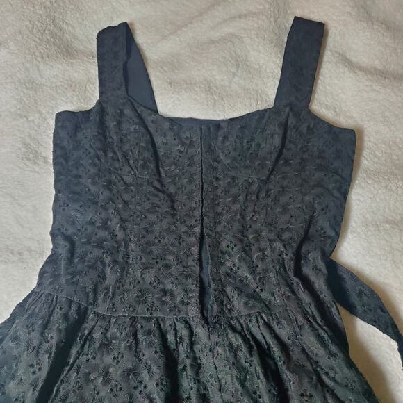 Nanette Lepore Black Bustier Eyelet Lace Dress Women's Size 10 Black Midi A-Line - Picture 12 of 16